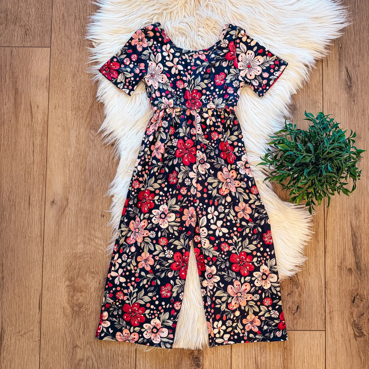 Deep Red Floral Jumpsuit | Twocan