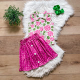 Pink Floral Skort Set by Wellie Kate