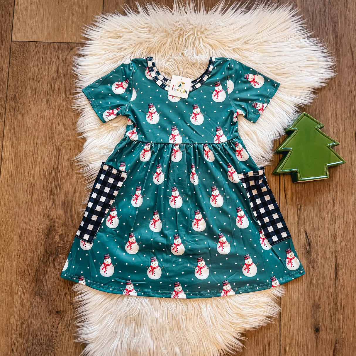 Gingham Snowman Dress | Twocan
