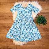 Blue Crosses Bamboo Twirl Dress | Landrie Lou
