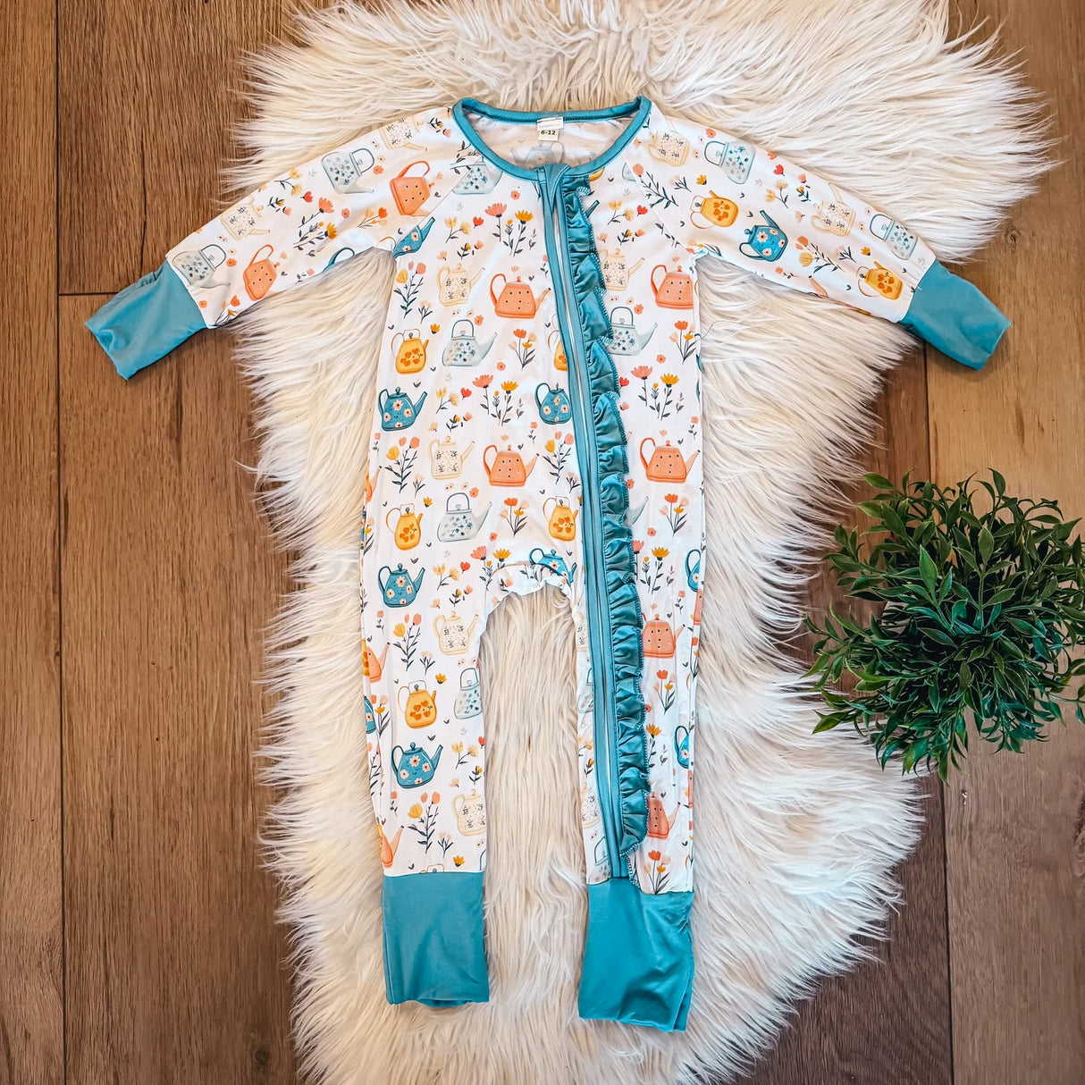 Teapot Bamboo Zip & Play Romper | Landrie Lou