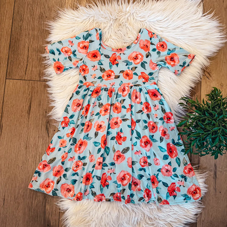 Coral Bloom Bamboo Twirl Dress | Landrie Lou