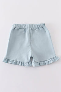 Soft Blue Ruffle Shorts with Pockets by Abby & Evie