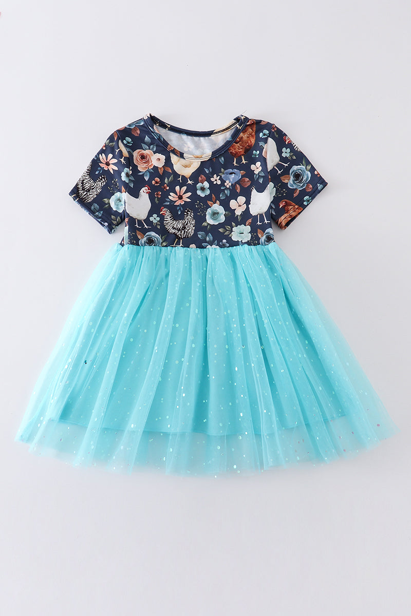 Chicken Floral Delight Tulle Dress by Abby & Evie