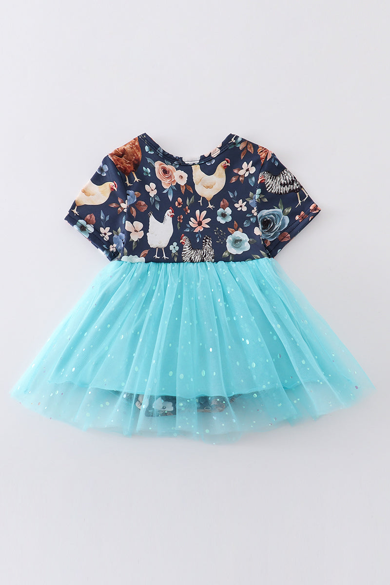 Chicken Floral Delight Baby Skirted Romper by Abby & Evie