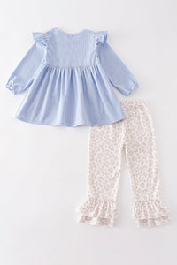 Powder Blue Leopard Corduroy 2pc Set by Abby & Evie