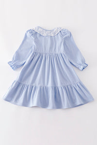 Powder Blue Corduroy Lace Collar Dress by Abby & Evie