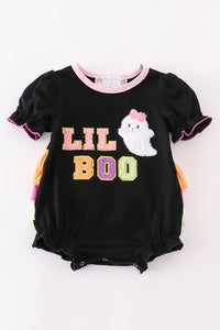 Lil Boo Chenille Patch with Ruffles Baby Bubble by Abby & Evie