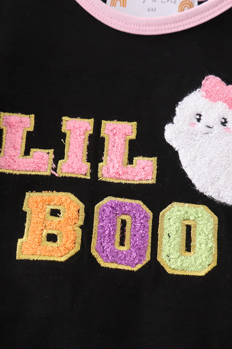 Lil Boo Chenille Patch with Ruffles Baby Bubble by Abby & Evie