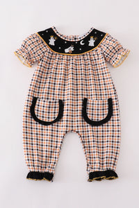 Ghostly Gingham Delight Baby Romper by Abby & Evie