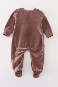 Velvet Dreams Baby Romper in Chocolate by Abby & Evie