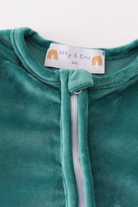 Emerald Teal Velvet Zipper Baby Romper