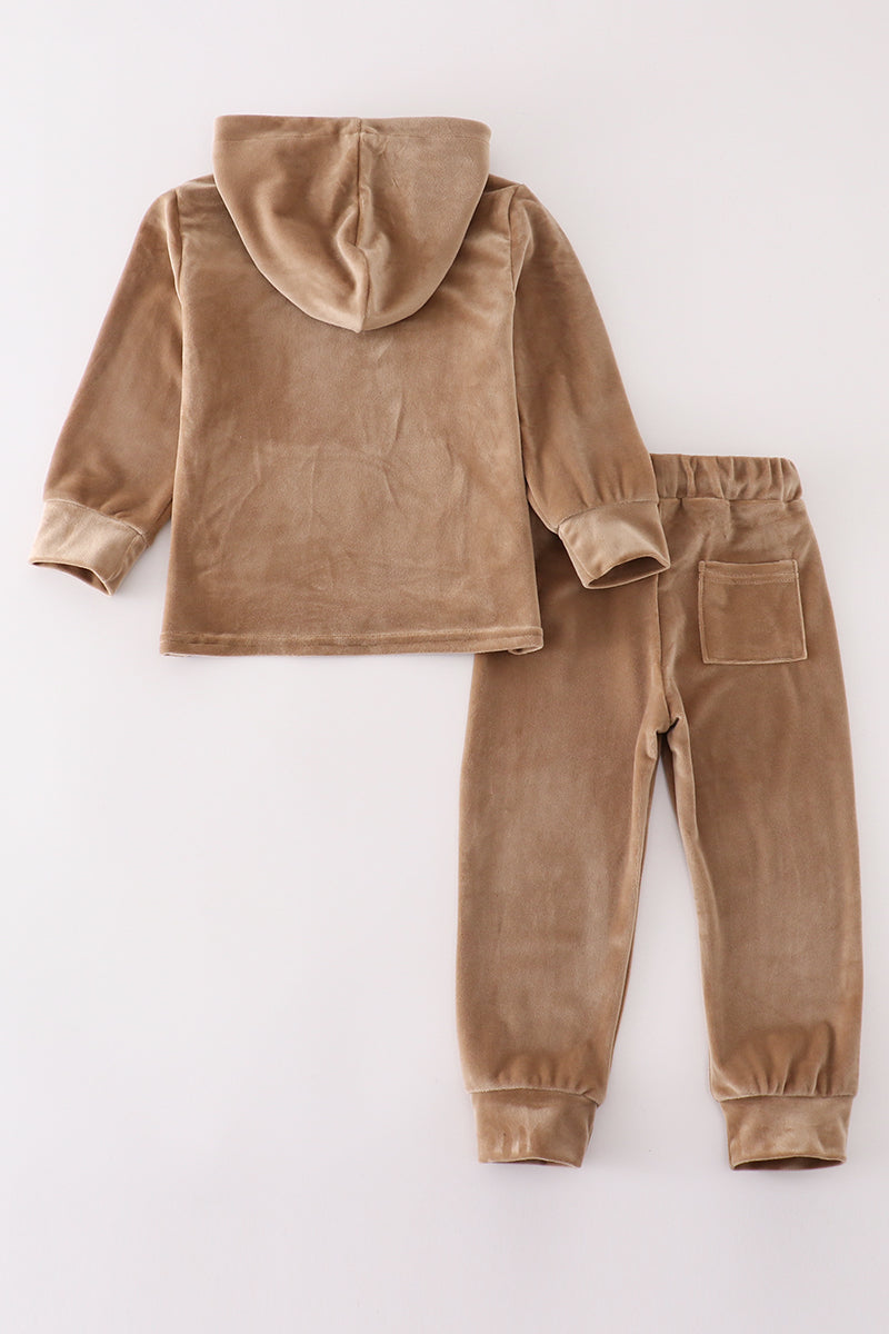 Velvet Dreams Loungewear Set in Taupe by Abby & Evie