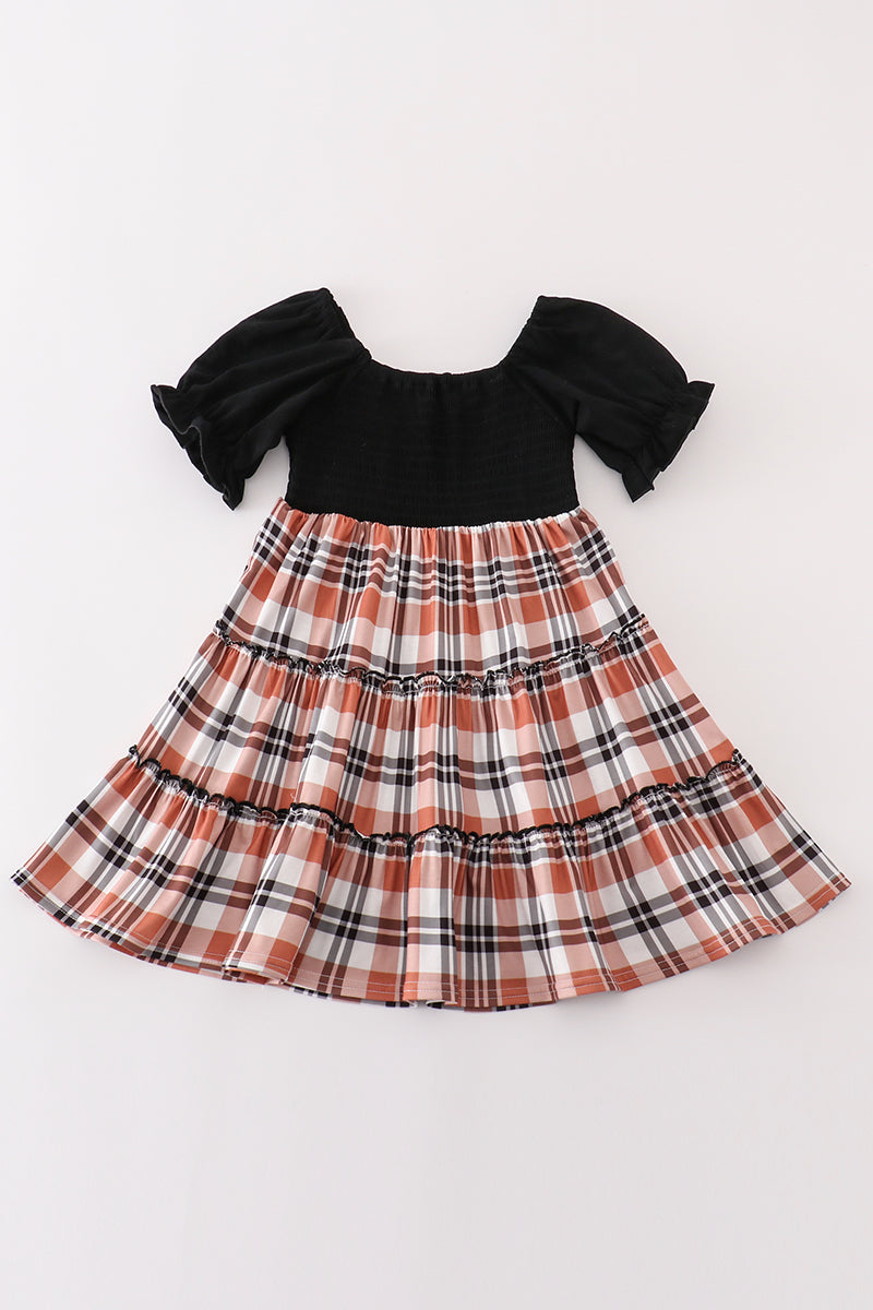 Rustic Plaid Smocked Tiered Dress by Abby & Evie