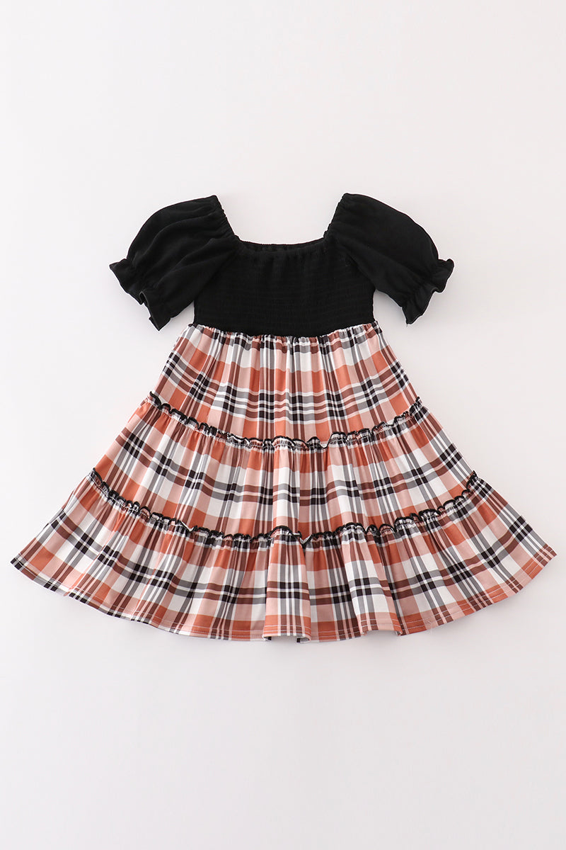 Rustic Plaid Smocked Tiered Dress by Abby & Evie