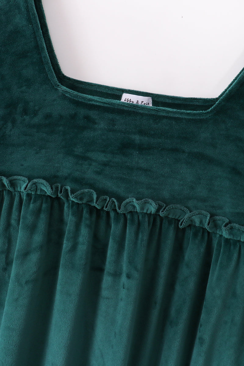 Emerald Teal Mommy & Me Velvet Dresses