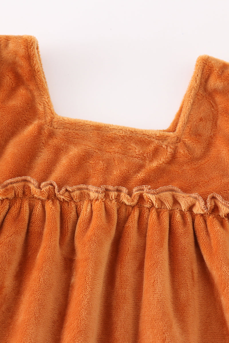 Marmalade Orange Mommy and Me Velvet Dresses