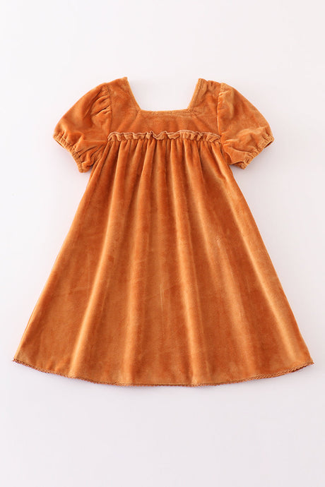 Marmalade Orange Mommy and Me Velvet Dresses