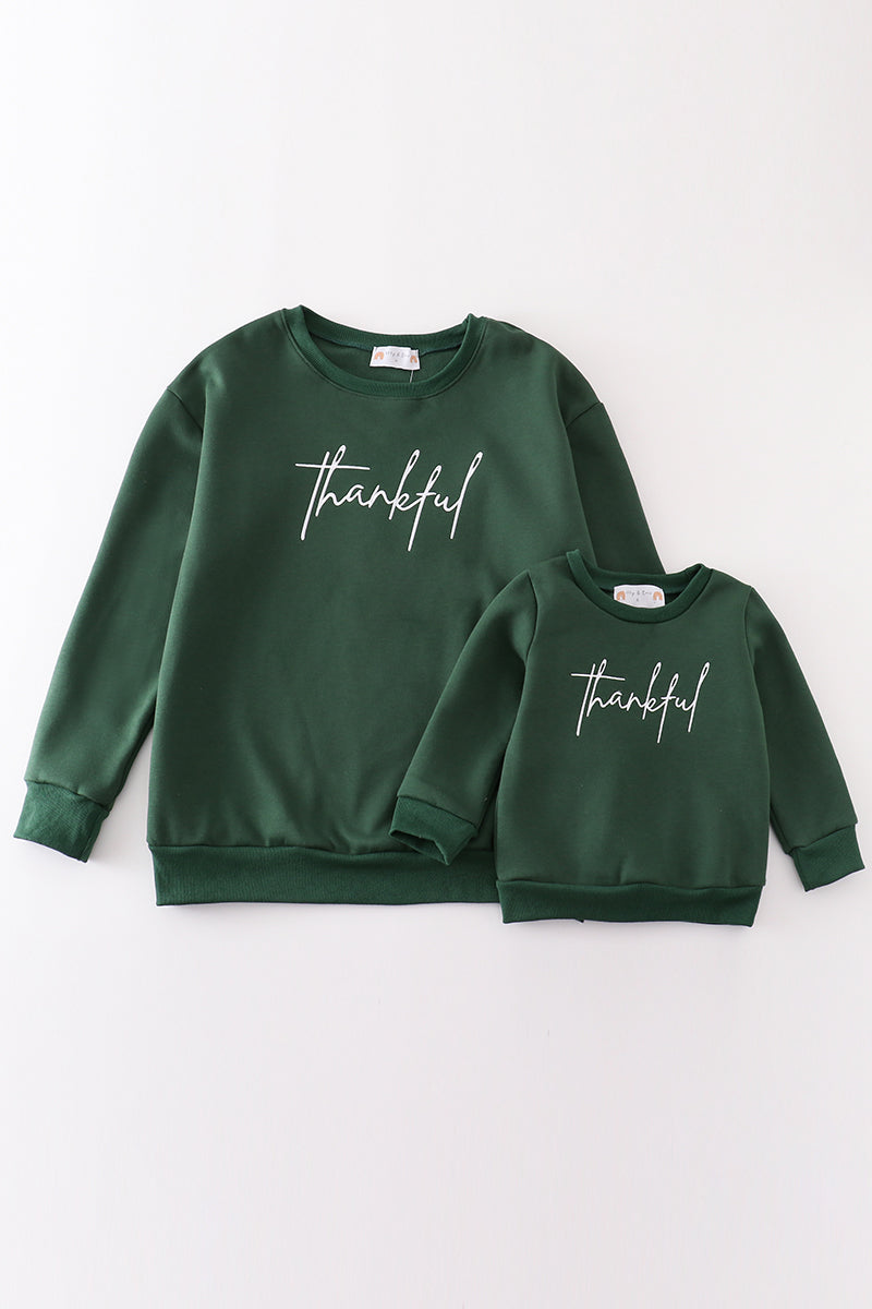 Forest Green Cozy Thankful Together Fleece Sweatshirts by Abby & Evie