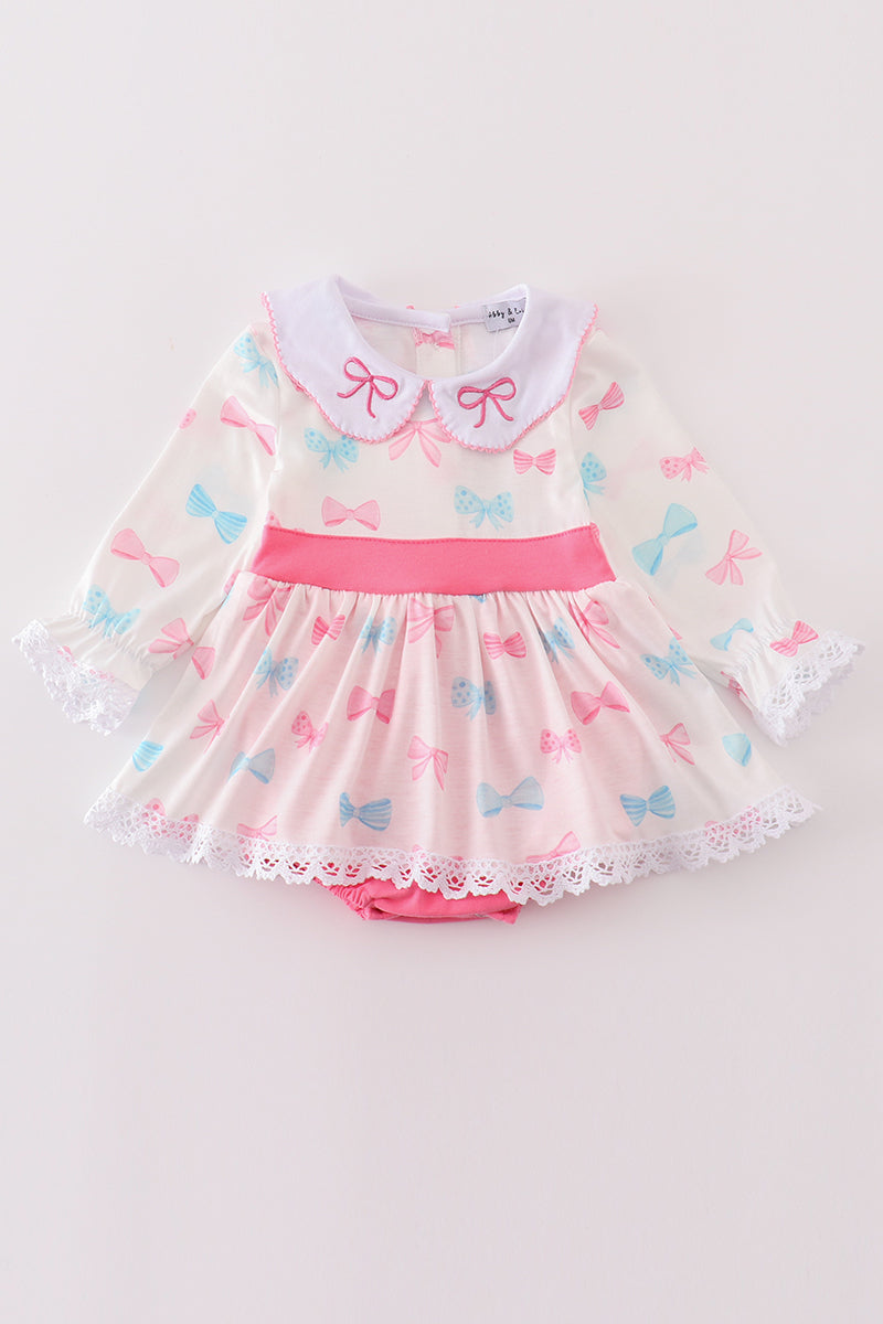 Petite Bows Parade Skirted Baby Romper by Abby & Evie