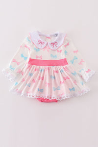 Petite Bows Parade Skirted Baby Romper by Abby & Evie