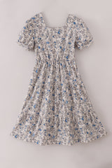 Delicate Blue Vintage Tiered Mom Dress