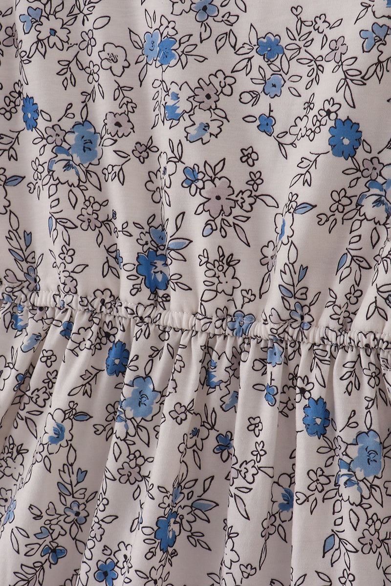 Delicate Blue Vintage Tiered Mom Dress