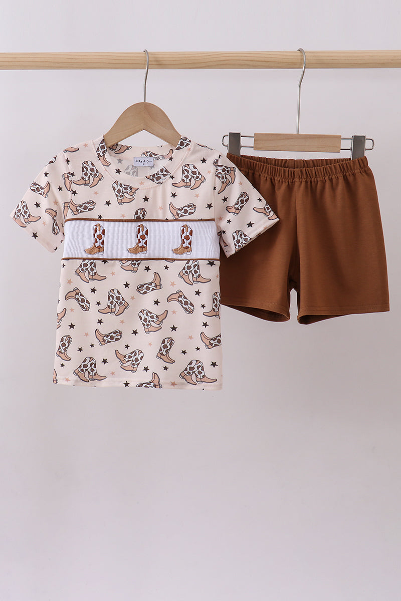 Western Boots Smocked Set