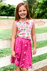 Pink Floral Skort Set by Wellie Kate