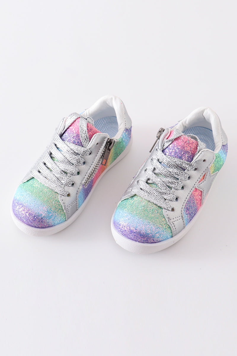 Rainbow Star Glitter Sneakers - Toddler & Big Kids