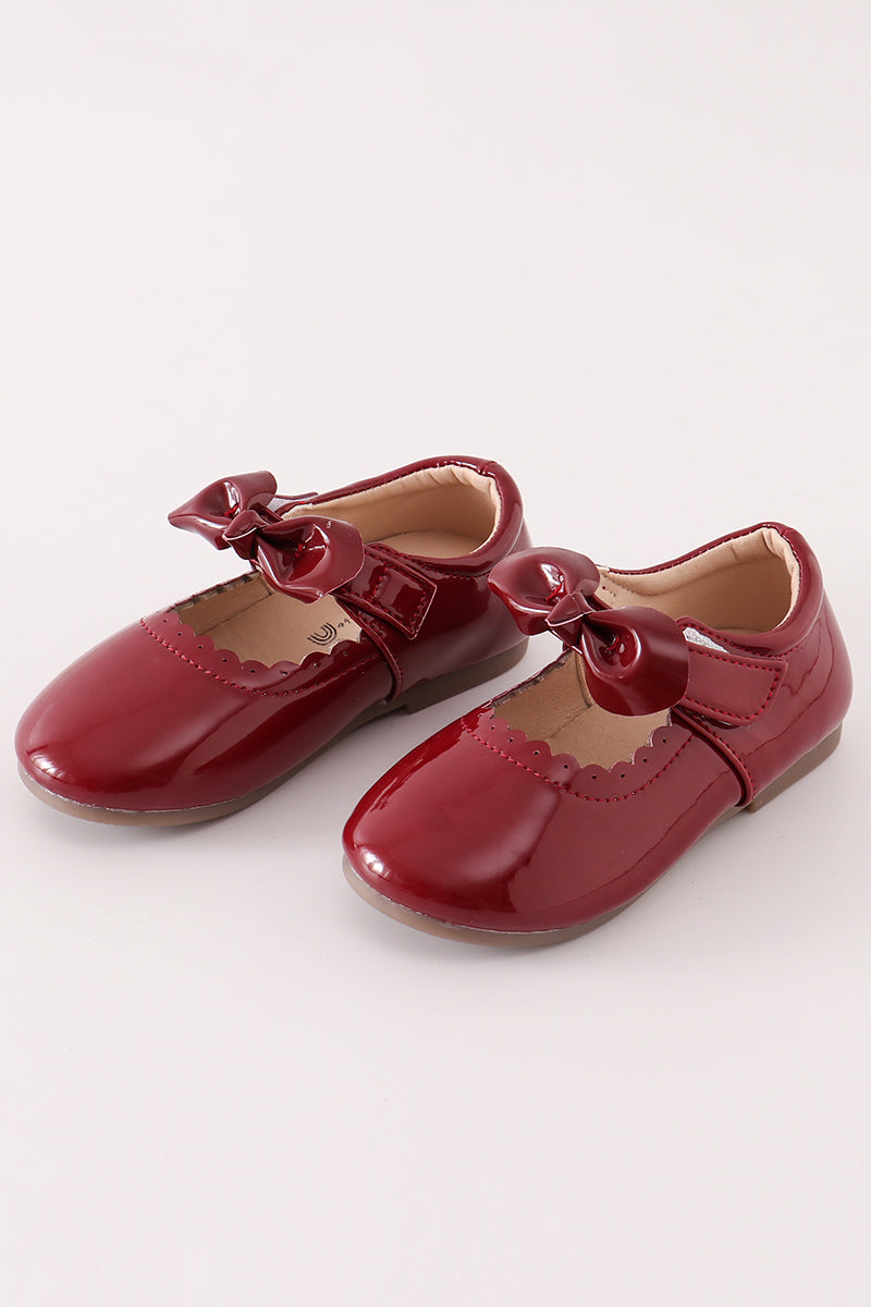 Sweet Burgundy Bow Charm Mary Janes by Abby & Evie