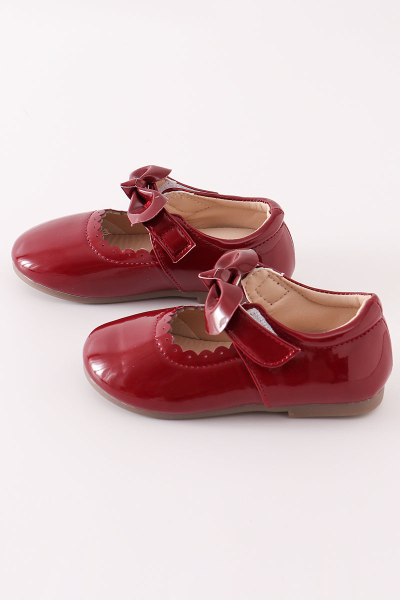 Sweet Burgundy Bow Charm Mary Janes by Abby & Evie