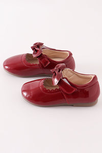 Sweet Burgundy Bow Charm Mary Janes by Abby & Evie