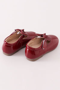 Sweet Burgundy Bow Charm Mary Janes by Abby & Evie