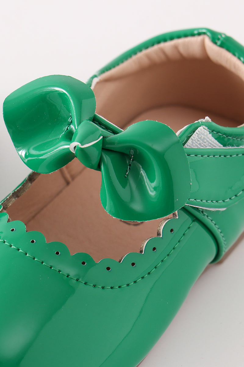 Emerald Green Bow Charm Mary Janes by Abby & Evie