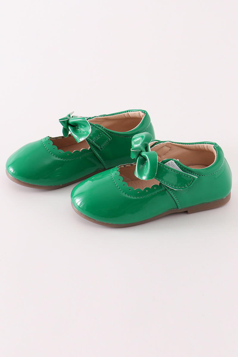 Emerald Green Bow Charm Mary Janes by Abby & Evie