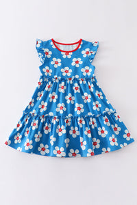 Blossom Blue Delight Ruffle Dress by Cotton Castle