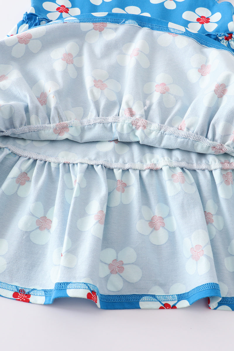 Blossom Blue Delight Ruffle Dress by Cotton Castle