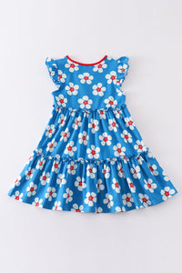 Blossom Blue Delight Ruffle Dress by Cotton Castle