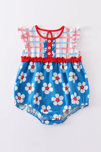 Blossom Blue Delight Striped Baby Romper by Abby & Evie