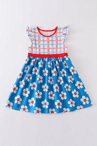 Blossom Blue Delight Plaid Dress by Cotton Castle