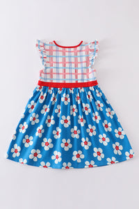 Blossom Blue Delight Plaid Dress by Cotton Castle