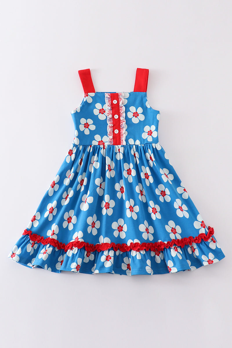 Blossom Blue Delight Floral Dress by Cotton Castle