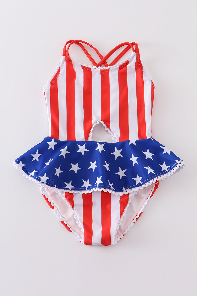 Patriotic Flag One-Piece Swimsuit by Abby & Evie