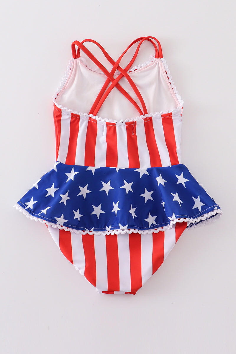 Patriotic Flag One-Piece Swimsuit by Abby & Evie