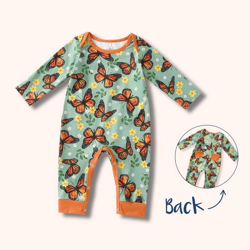 Monarch Meadow Baby Romper | Pete + Lucy