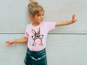 Bunny Bubble Gum Girls Easter Graphic Tee