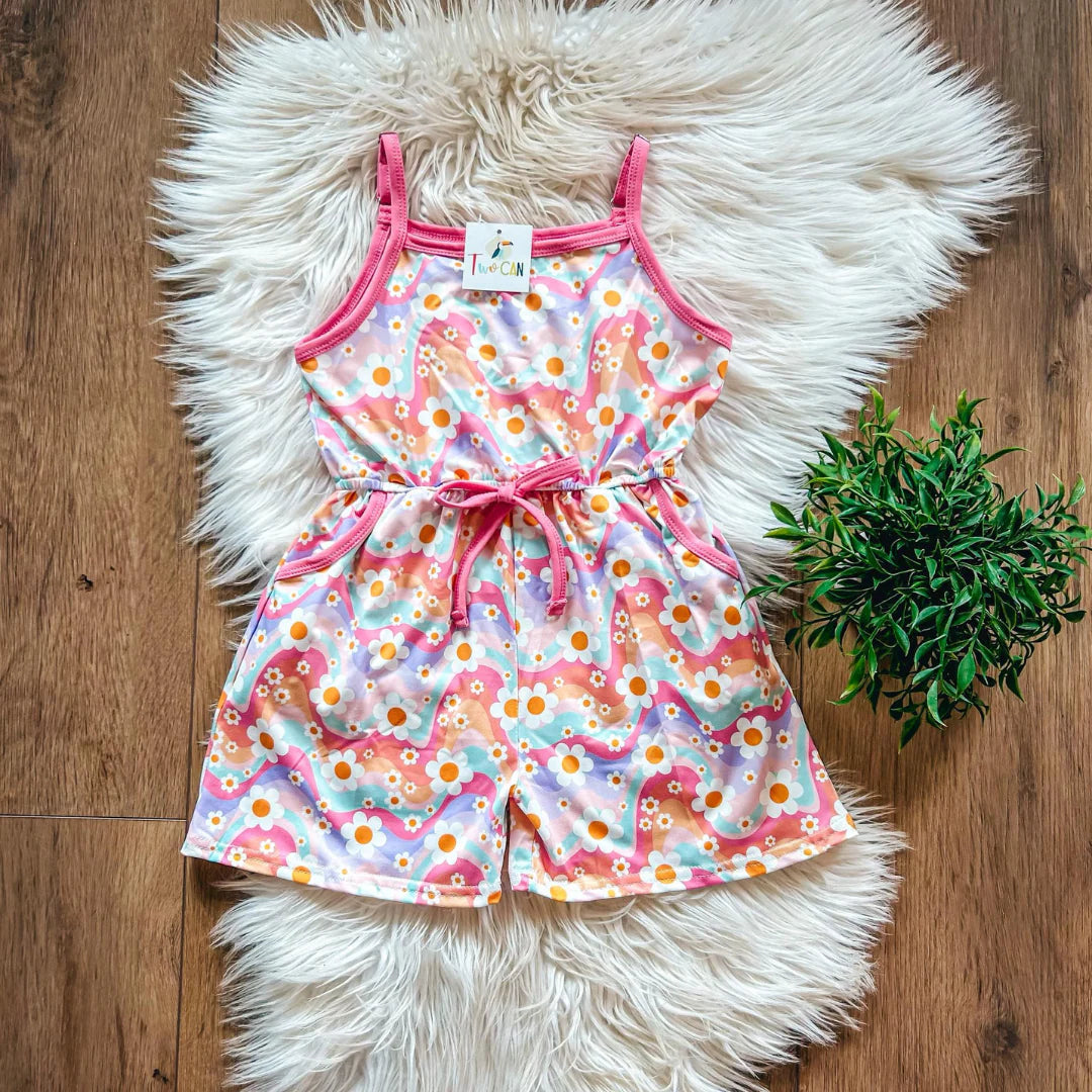 Groovy Daisies Shorts Romper |Twocan