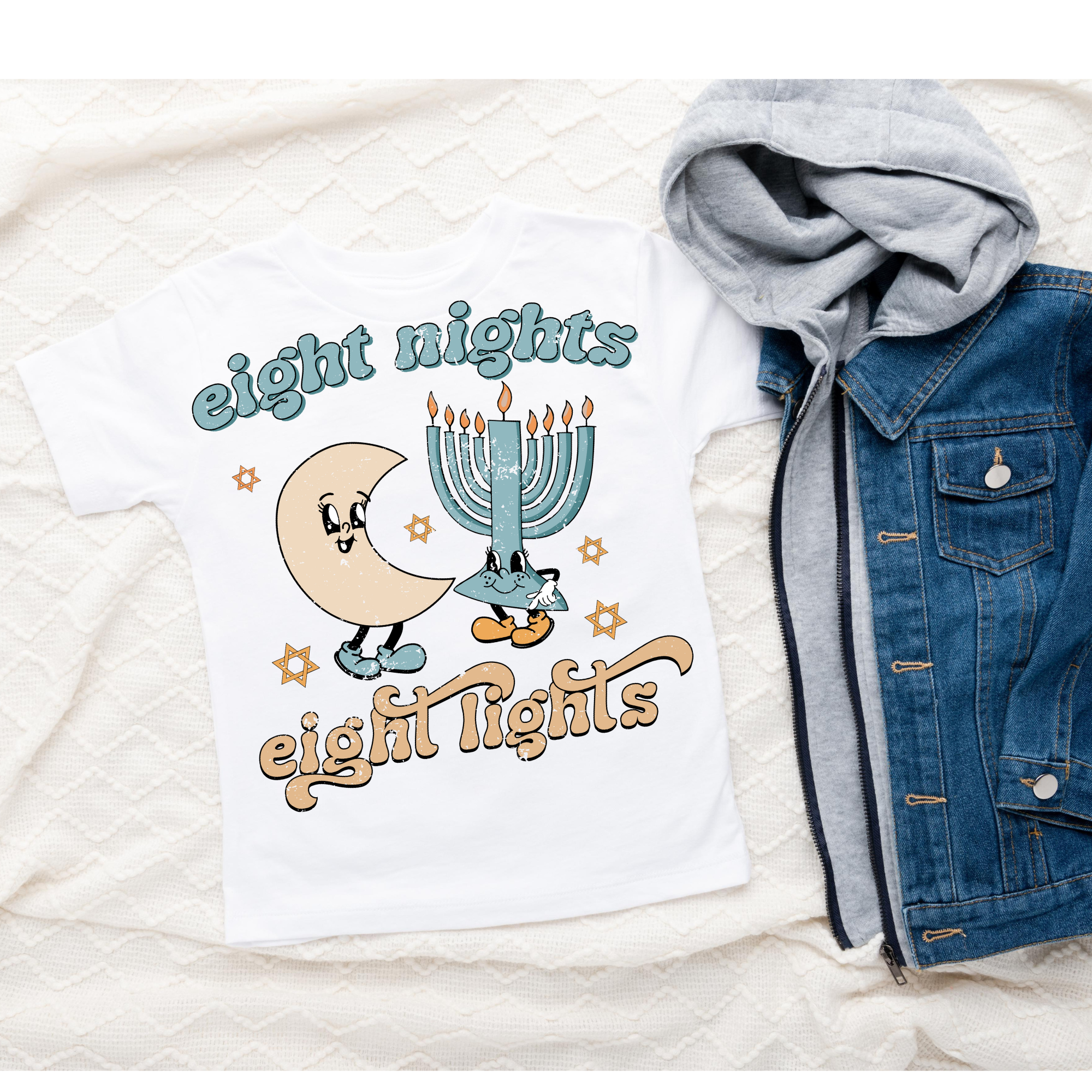 Eight Nights, Eight Lights, Hanukkah | Kid's Graphic Tee