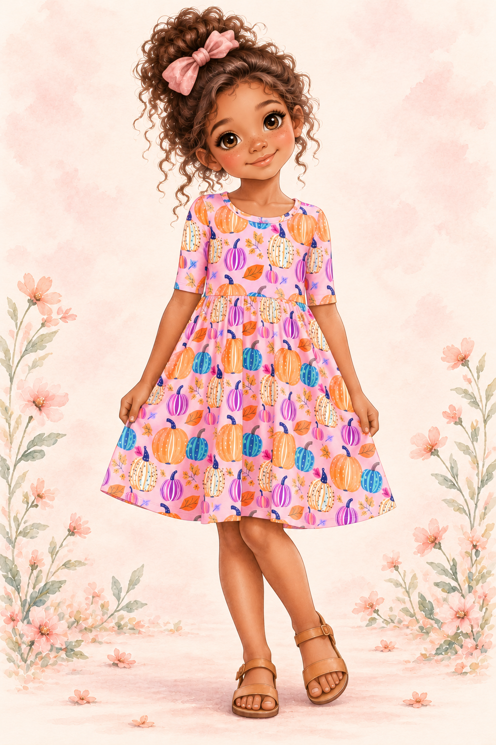 Pumpkin Party Bamboo Twirl Dress | Landrie Lou